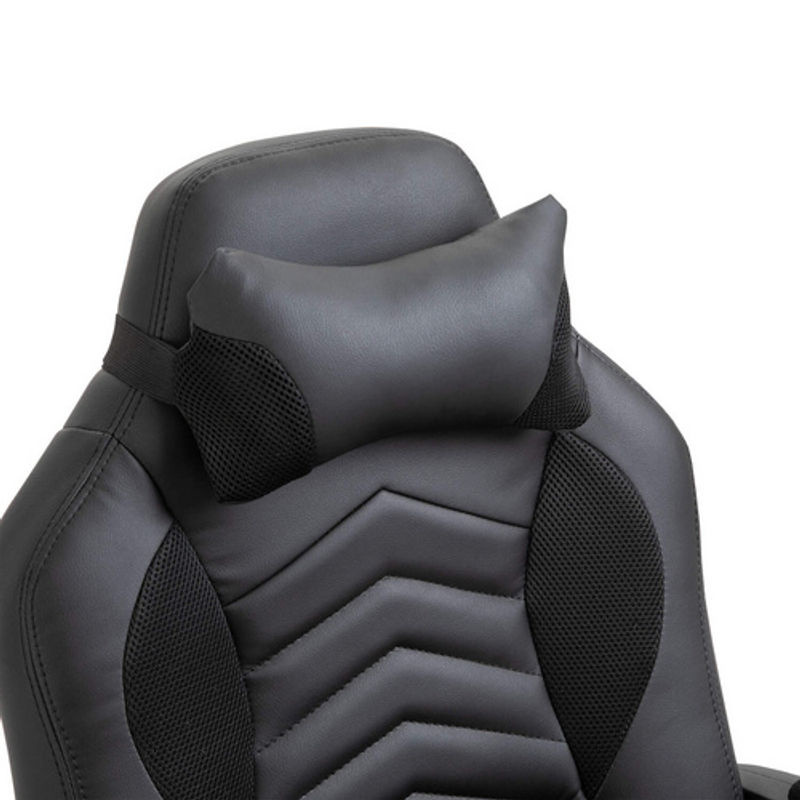 HOMCOM Gaming Stuhl in Schwarz aus Kunstleder mit Kopfstütze und 360 Grad Drehsitz, B/T/H: 68 x 49 x 117 cm - Bild 4