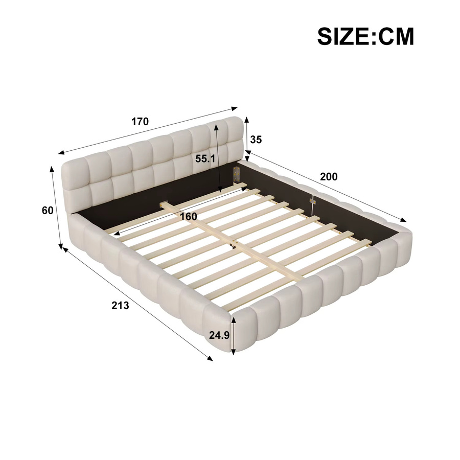 Rosahqnda Bubble Bed Polsterbett in Grau mit Lattenrost, B/T: 160 x 200 cm - Bild 2