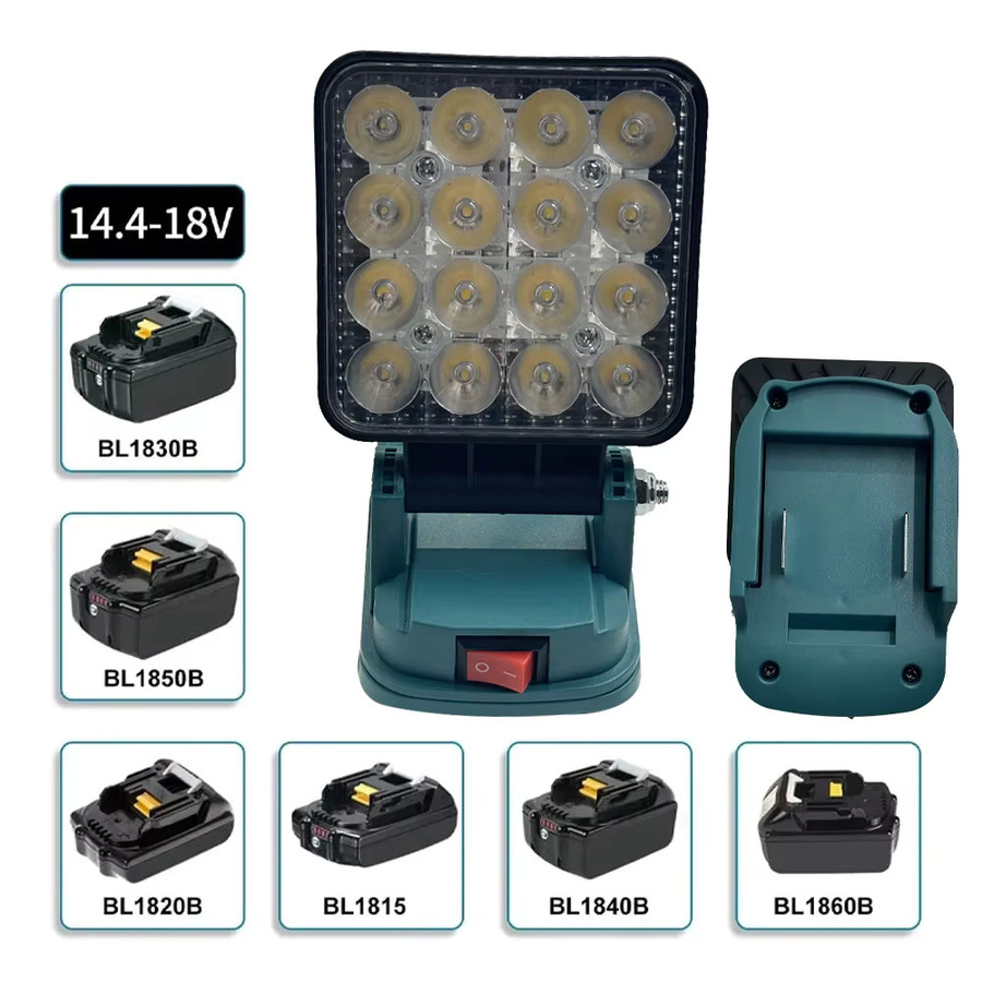 Makita Kabellose LED-Arbeitsleuchte in Schwarz für 14,4-18V Li-Ionen-Akkus mit Dual USB und verstellbarer Notlampe-Funktion - Bild 2