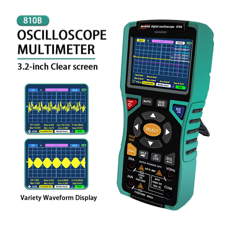 WinAPEX Tragbares Oszilloskop 10 MHz 50 MSa/s mit AC DC Voltmeter und Amperemeter, 9999 Zählender Smart Multimeter bis 400 V - Bild 6