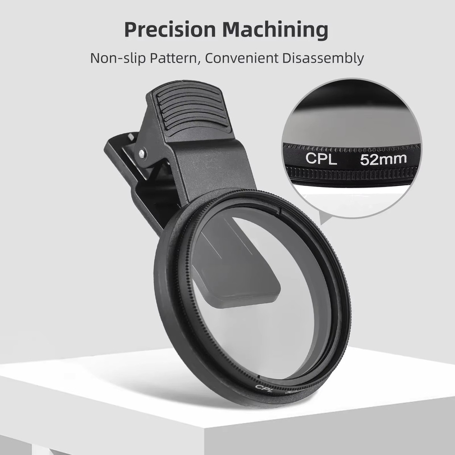 Maerknon CPL Filter Universal Polarisator Filter Objektiv Clip für Smartphones in Schwarz, 52mm - Bild 6