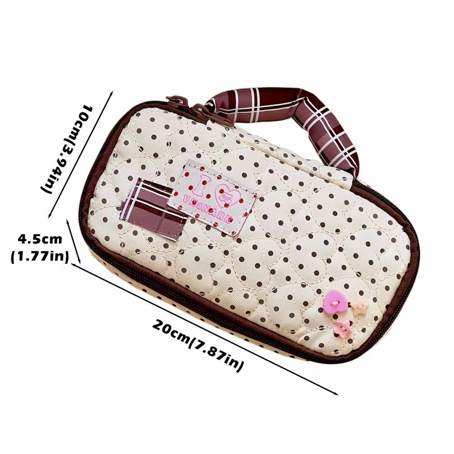 Handliches koreanisches Federmäppchen mit Polka Dots in Lila, tragbare Schreibwaren-Tasche aus Textil mit großer Kapazität für Schüler - Bild 4
