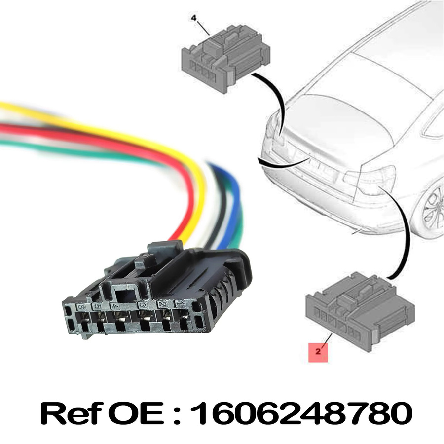 XUKEY 6-Pin Rücklicht-Steckverbinder in Mehrfarbig für Dacia Renault Lodgy Sandero Peugeot 206 207 208 301 Citroen C2 C3 C4 C5 C-Elysee Jumpy - Bild 3