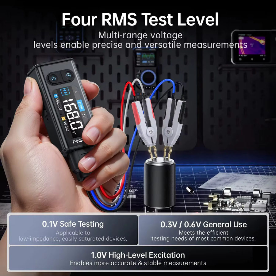 FNIRSI LCR-ST2 Tragbare LCR-Testpinzette in Schwarz für Präzisionsmessungen von LCR ESR SMD 100Hz-100kHz mit Kelvin-Clip - Bild 2
