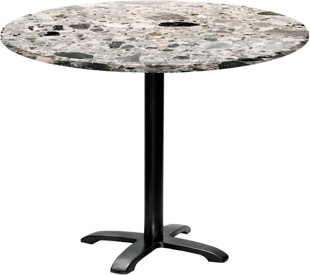 RestooTab Tisch Bazila rund in Dekor Stein, Farbe Grau/Terrazzo mit schwarzem Gestell, H x Ø: 74 x 110 cm - Bild 1