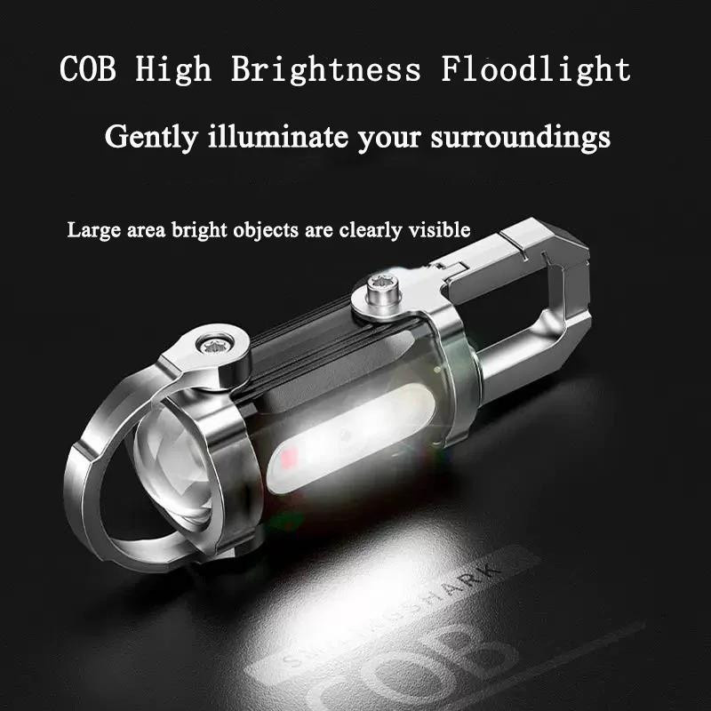 YJMP Super Lighting COB LED Mini Schlüsselanhänger Taschenlampe, USB wiederaufladbar, Schwarz - Bild 10