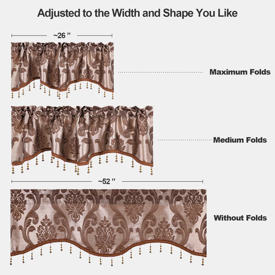 LEEJOOM Kurzvorhang mit Jacquard-Webart und floralem Muster in Beige und Braun - Bild 4