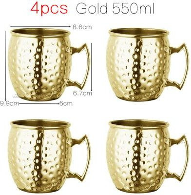 4er Set Moscow Mule Kupferbecher aus Edelstahl in Silber und Gold, 550 ml pro Becher - Bild 1