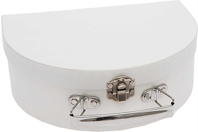 Rico Design Koffer aus Pappe halbrund weiß B: 20 cm, T: 15 cm, H: 7 cm - Bild 1