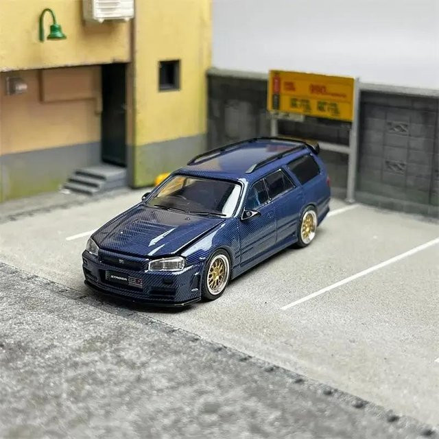 Linyi Toy Car Zoom 1:64 Gtr R34 Stagea Vollcarbon, Modellauto, öffnende Motorhaube, ab 14 Jahren - Bild 1
