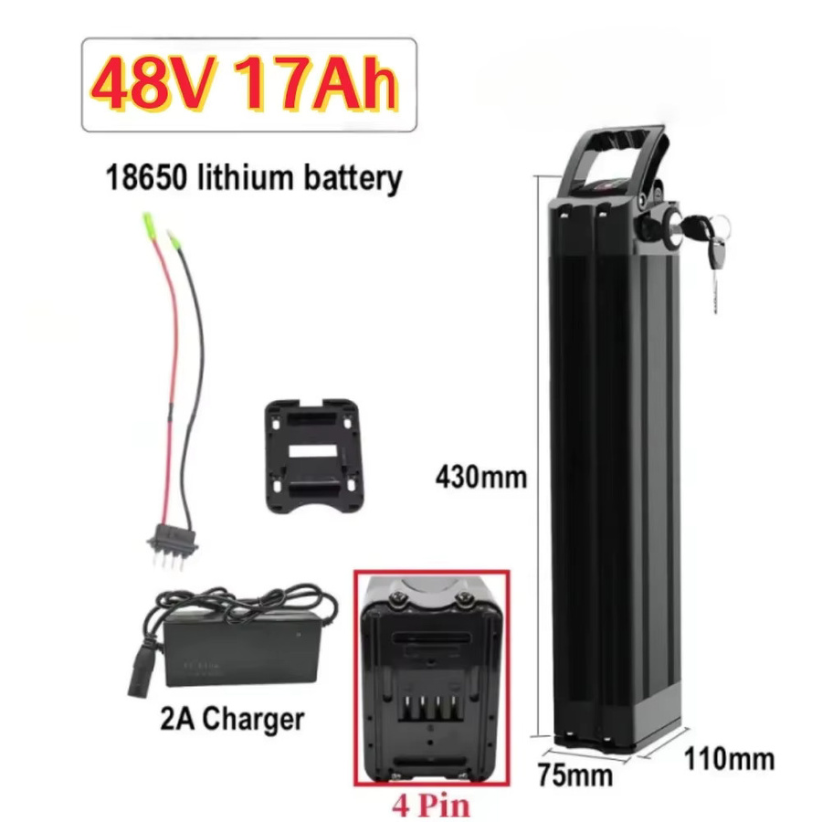 Aleaivy Silverfish E-Bike Akku 36V/48V mit 15Ah, Schwarz, mit integriertem BMS für Pedelec und Nabenmotoren - Bild 6