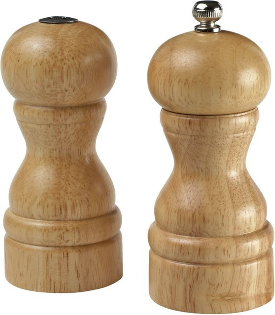 PULSIVA Salzstreuer und Pfeffermühlen-Set Mezza in Natur mit Holz und Keramik, Durchmesser: 5,5 cm, Höhe: 13 cm - Bild 1