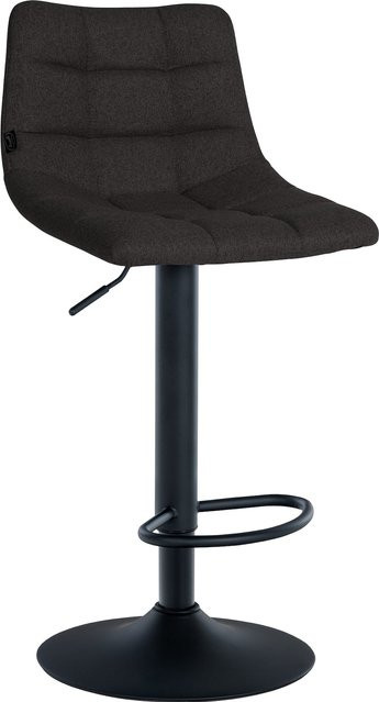 CLP Barhocker Jerry aus Stoff in Schwarz, höhenverstellbarer Barstuhl mit Rückenlehne und 360 Grad Drehsitz für Küche und Lounge - Bild 1