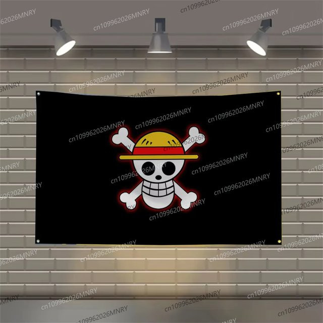 Bandai One Piece Piraten-Schädel-Flagge Wandteppich Schwarz - Bild 1
