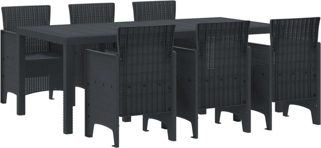 vidaXL 7-teiliges Garten Essgruppen Set aus Poly Rattan in Anthrazit - Bild 1