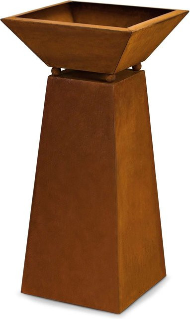Rostikal Dekosäule mit Pflanzschale aus Cortenstahl in Braun, Höhe: 57 cm - Bild 1