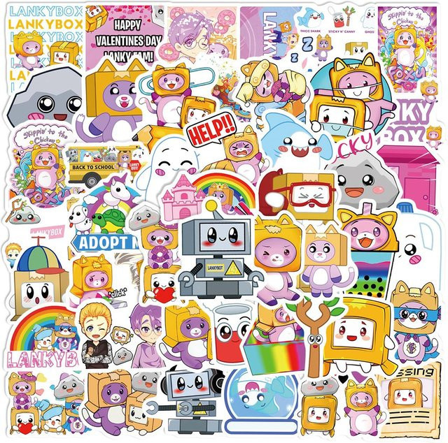 Lankybox Cartoon Graffiti Aufkleber Set, Bunt / Mehrfarbig - Bild 1