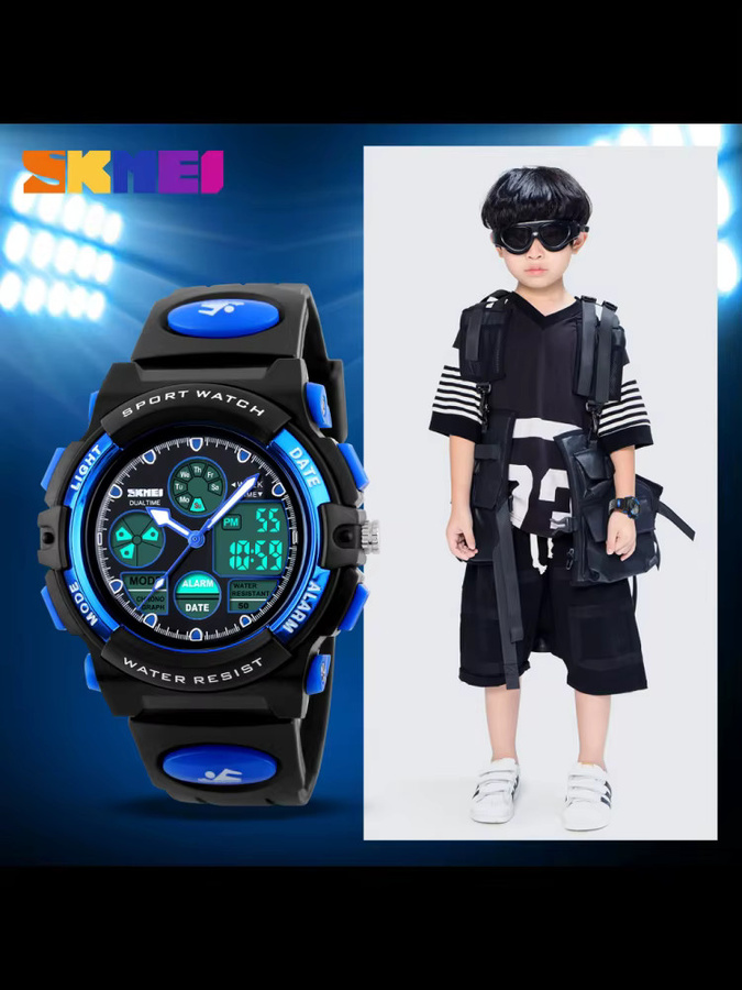 SKMEI Armbanduhr, Digitaluhr, Quarz, Kunststoff, Schwarz, Kinder - Bild 4