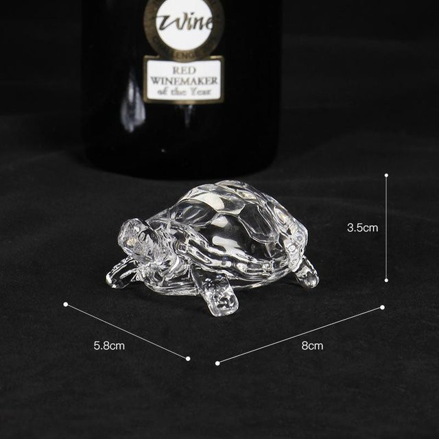 Yiran Furniture Kristallschildkröte-Figur aus Kristallglas in Transparent, Feng-Shui-Ornament für dein Zuhause oder Büro, B/H/T: 5,5 x 5,5 x 3,5 cm - Bild 1
