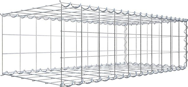 Gabiona Anbaukorb Typ 2 aus Stahl, silbergrau, B/T/H: 30 x 100 x 50 cm, Maschenweite: 10 x 10 cm - Bild 1