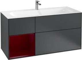 V&B Waschtischunterschrank Finion mit Wandbeleuchtung, Farbe: Mittelblau lackiert, B: 119,6 cm, T: 49,8 cm - Bild 1