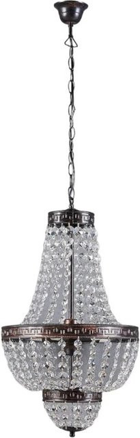 Lindby Pendelleuchte Jorve Retro Vintage Antik, 5-flammig, Kristall und Metall, Transparent, G9 - Bild 1