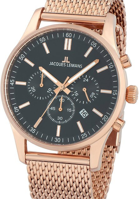Jacques Lemans Chronograph, Quarz, Edelstahl, 42 mm, Herren, Schwarz - Bild 1