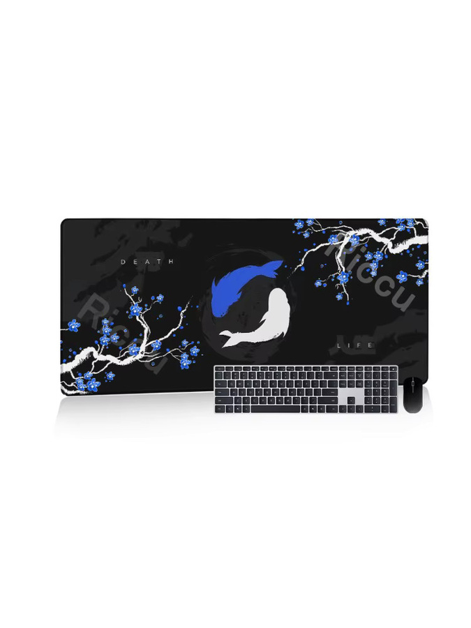 Riccu Gaming-Mauspad mit Koi-Fisch und Yin-Yang-Design, Schreibtischunterlage, Multicolor, B: 90 cm, T: 40 cm - Bild 4
