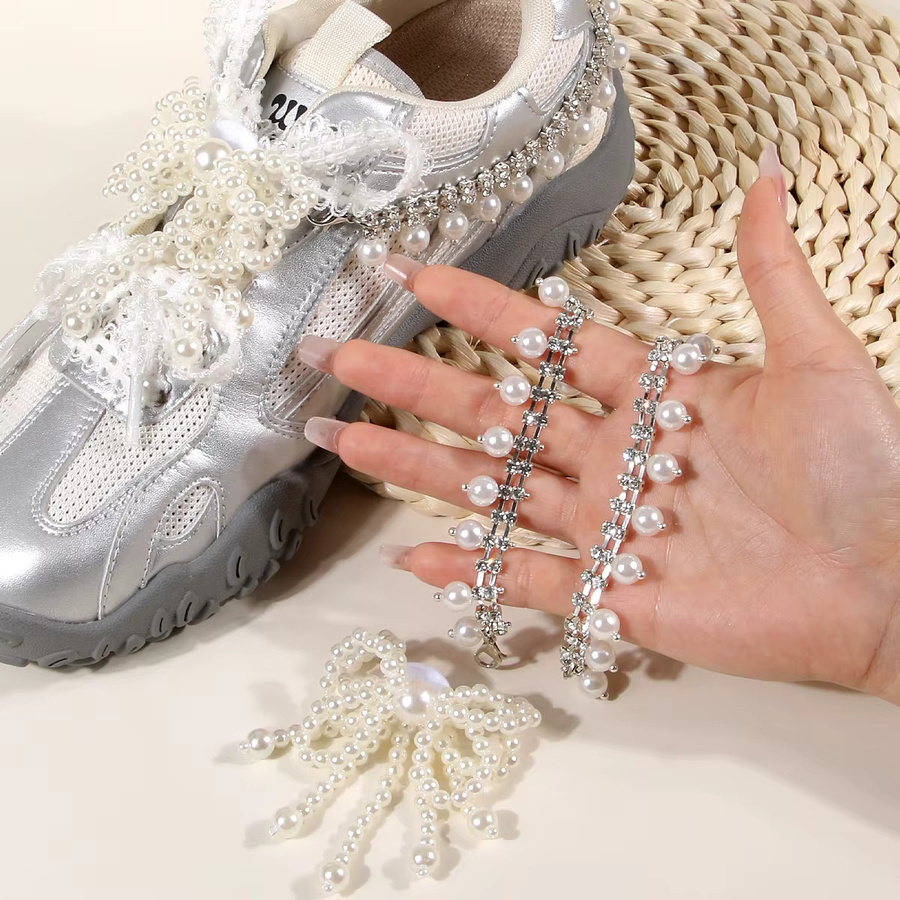 Schuhketten 青昕, perlmuttfarbenes Metall, Damen - Bild 1