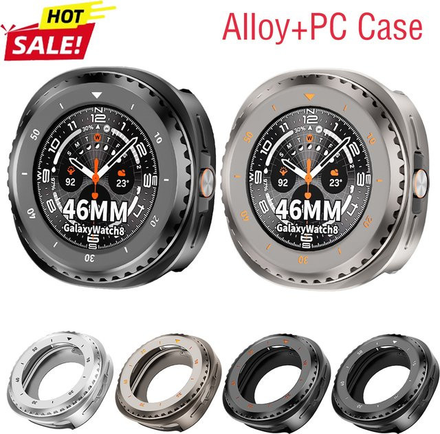 CHIICSMART Schutzhülle für Samsung Galaxy Watch 8, Alloy+PC-Gehäuse, Black White - Bild 1