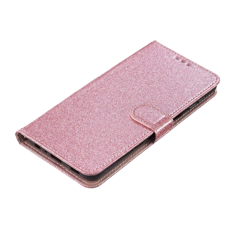 Glitzer-Lederhülle für Samsung Galaxy S26 Edge S25 Ultra A57 A37 A56 A07 A17 A36 A26 A16 A55 A35 A25 A15 Flip in Pink - Bild 2