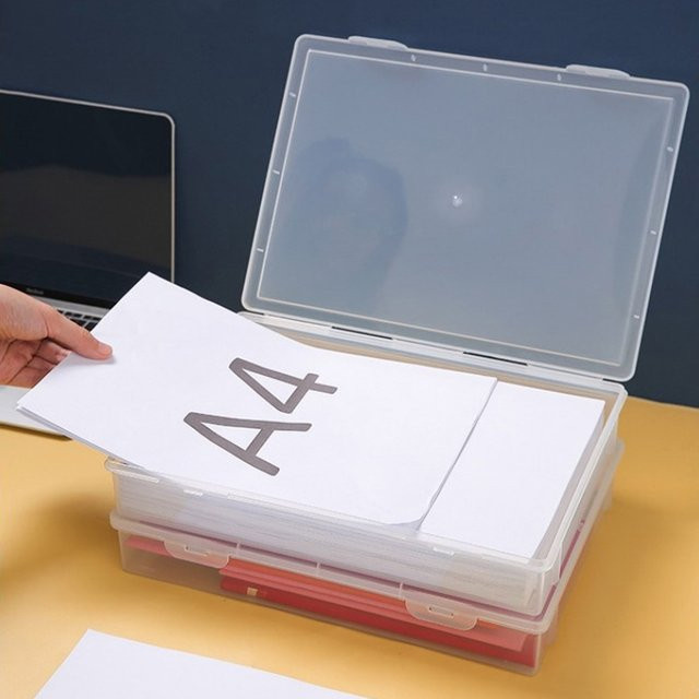 Transparente Kunststoff Datei-Aufbewahrungsbox für A4 Dokumente zur Desktop-Organisation und staubgeschützten Lagerung - Bild 1