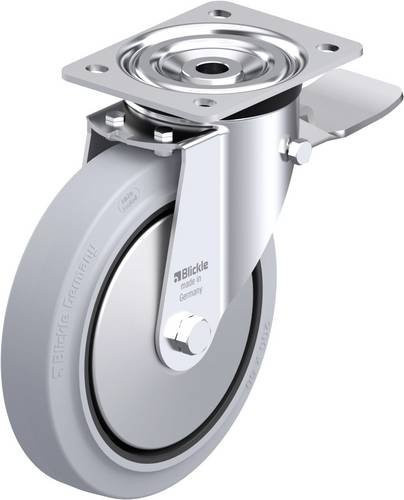 Blickle L-POEV 200KAD-ST-SG-FA Stahlblech-Lenkrolle in Grau und Schwarz mit 200 mm Rad-Durchmesser und 400 kg Tragfähigkeit - Bild 1