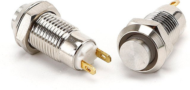 ELECAPITAL Metallknopfschalter aus Edelstahl, silber, wasserdicht, selbstsichernd, 1 NO, verschiedene Durchmesser erhältlich - Bild 1
