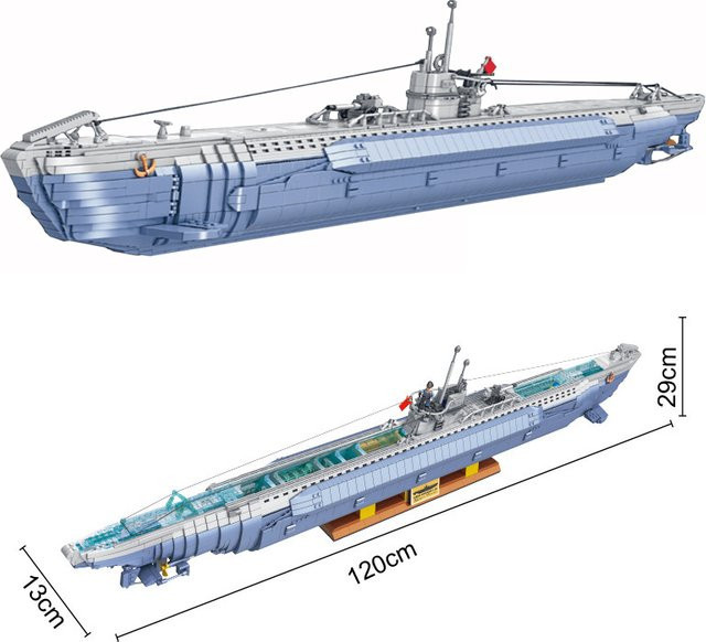 GUCAA Deutsches U-Boot-Bausteinmodell, Militär-U-Boot-Bausteine-Set, Fahrzeuge - Bild 1