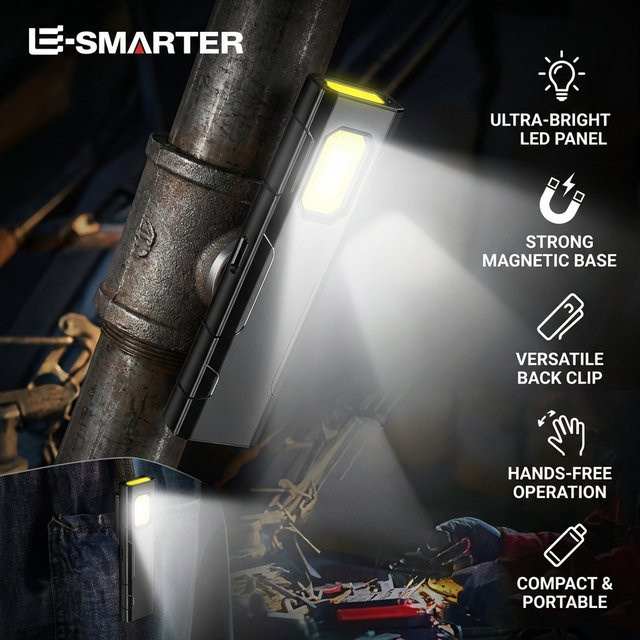 ESMARTER Mini-LED-Schlüsselanhänger-Taschenlampe mit 800LM, wiederaufladbar, magnetisch, Schwarz - Bild 1