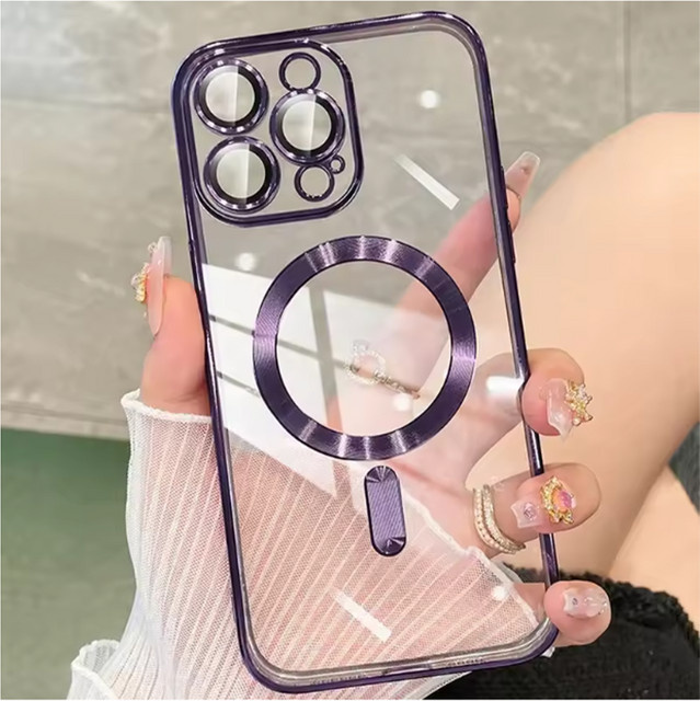 Magnetische weiche Schutzhülle für Apple iPhone 17, 16, 15, 14, 13, 12, 11 Pro Max mit Objektivschutz und kabelloser Ladefunktion in Purple - Bild 1