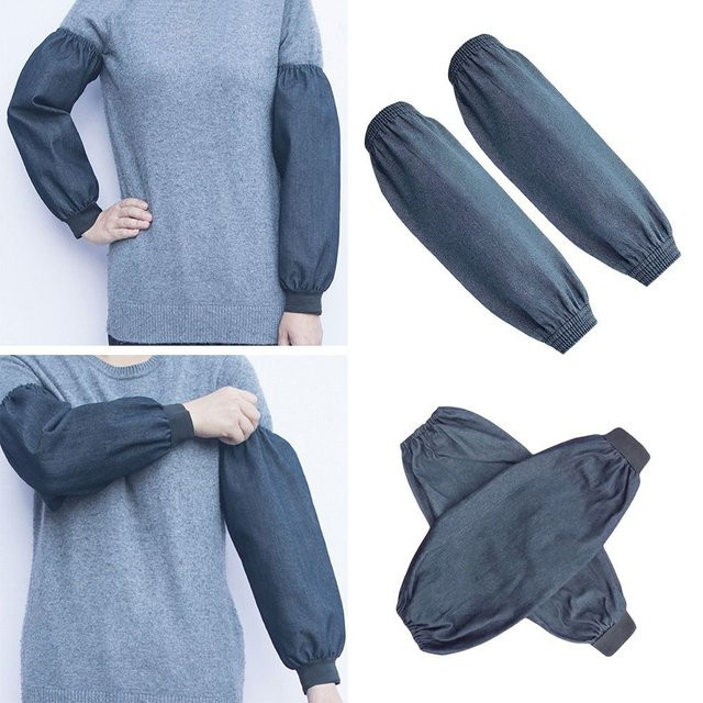 Robuste Denim Armschutzhüllen in Dunkelblau für Schweißarbeiten und Schutz vor Verbrennungen - Bild 1