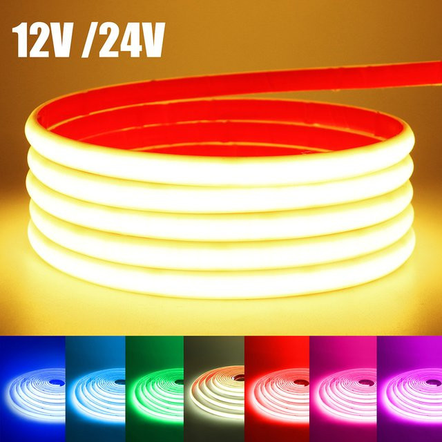 RAZEND COB LED Neon Streifen Licht IP68 Wasserdicht mit Silikon Rohr und 320 LEDs, RA90 Farbwiedergabe, Transparent - Bild 1