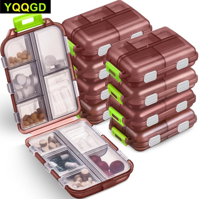 YQQGD Pillenorganizer, 10-Gitter, Reise-Pillenetui, Kunststoff - Bild 1