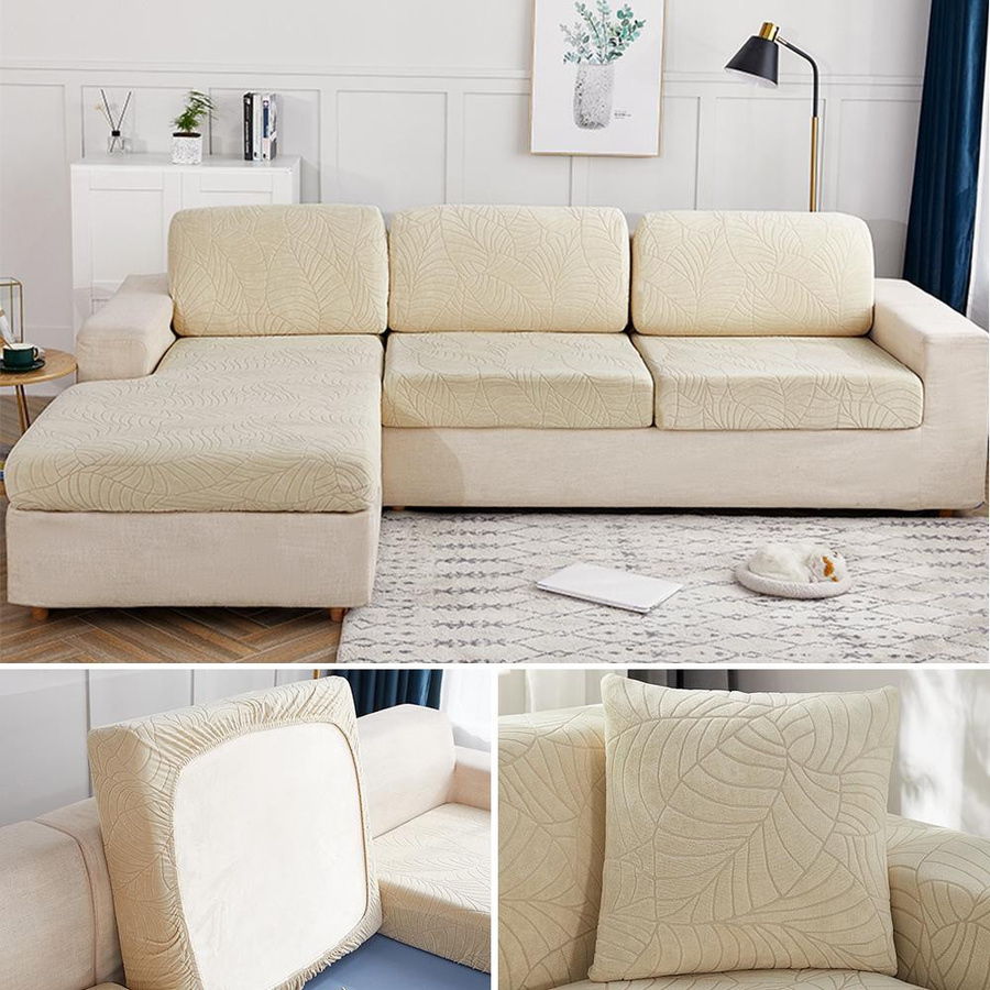 Wasserdichter Jacquard Sofa-Sitzkissenbezug von Yiran Furniture, dehnbarer und rutschfester Schonbezug aus 100% Polyester, waschbar - Bild 2
