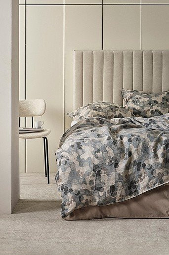 Jotex Bettbezug CARA aus Flachs in Grau und Blau mit grafischem Design - Bild 1