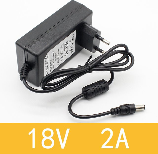 ELECAPITAL Netzteil Konverter Adapter 18V 2A DC mit EU Stecker, Schwarz, Anschluss 5,5mm x 2,1-2,5mm - Bild 1