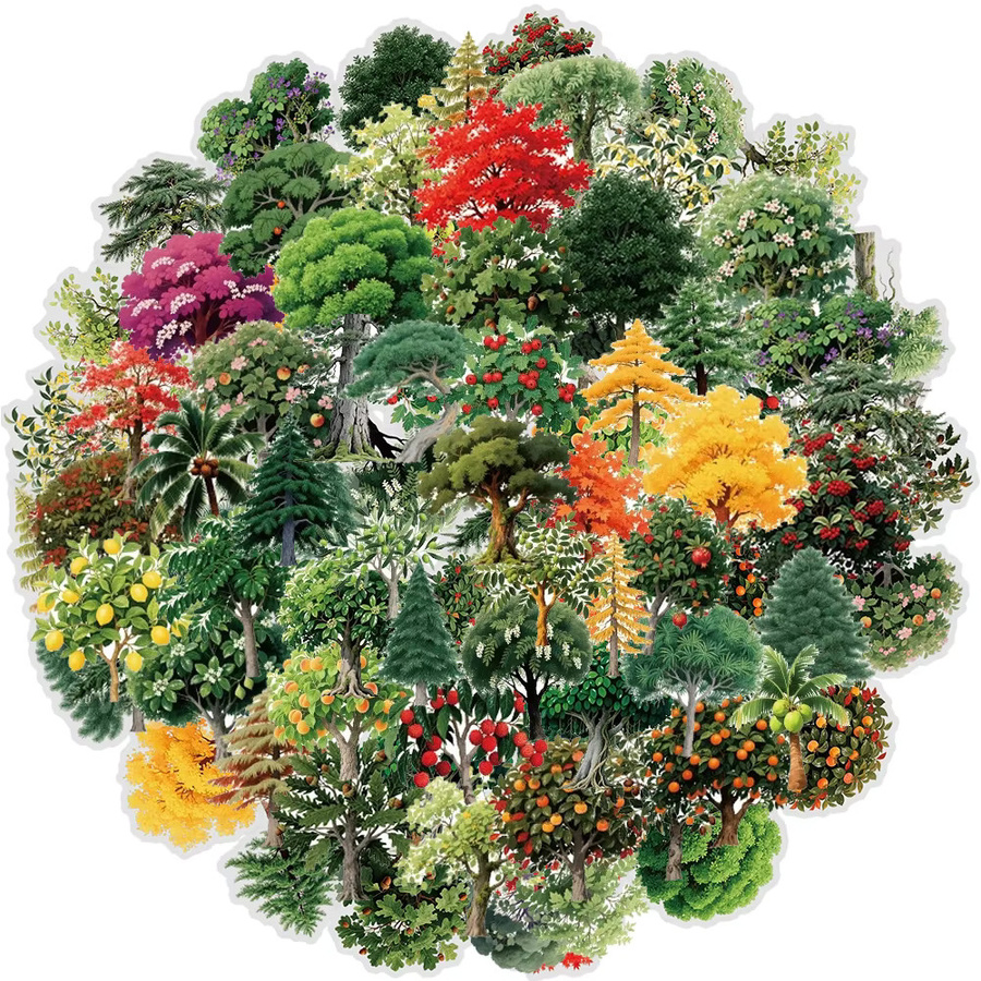 Rspctou Transparent Wald Baum Cartoon Aufkleber, multicolour - Bild 2