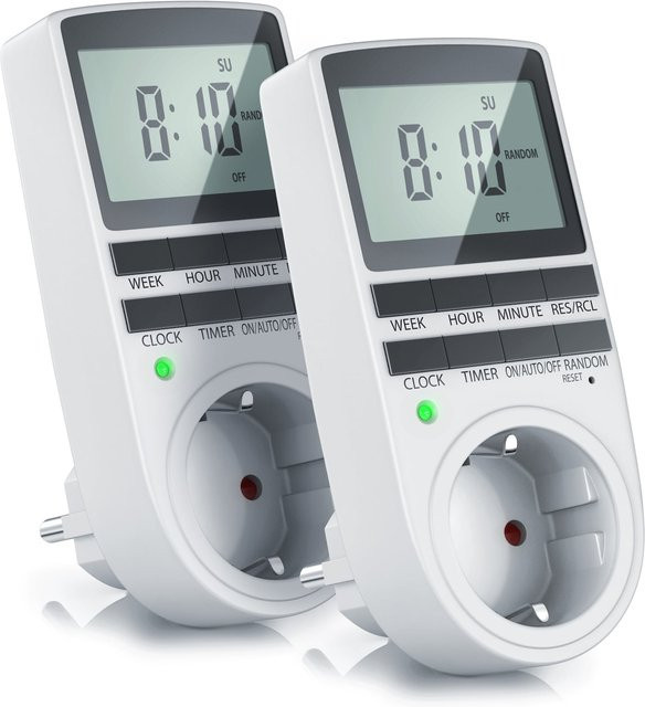 BEARWARE 2er-Set Zeitschaltuhr mit LCD-Display, 3680W, 10 konfigurierbare Programme, Weiß - Bild 1
