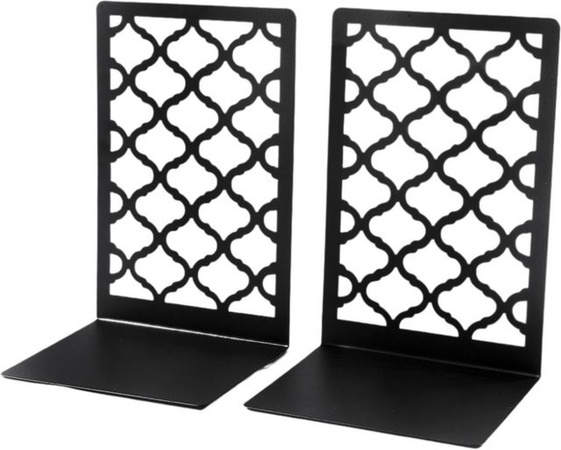 Sharprepublic 2er-Set Schreibtisch-Buchstützen aus Metall in Schwarz, geometrisches Design für Büro und Zuhause