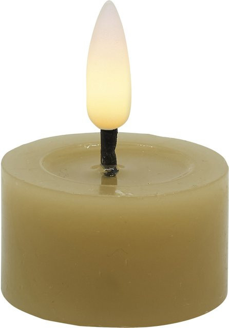 2er-Set LED Teelicht BASIC in Beige mit Flicker-Effekt und Timer aus Echtwachs - Bild 1