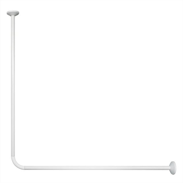 Spirella Duschstange Magic L-Form in Weiß mit Spannklammer aus Aluminium und Kunststoff, Breite: 80 cm, Tiefe: 80 cm - Bild 1