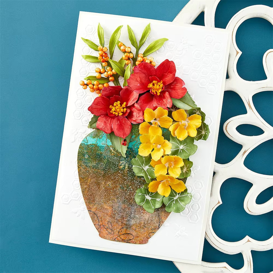 Botanische Garten Kollektion mit getrockneten Blumen wie Hortensien und Kamelien aus Papier für DIY Scrapbooking und Kartenherstellung, Mehrfarbig - Bild 3