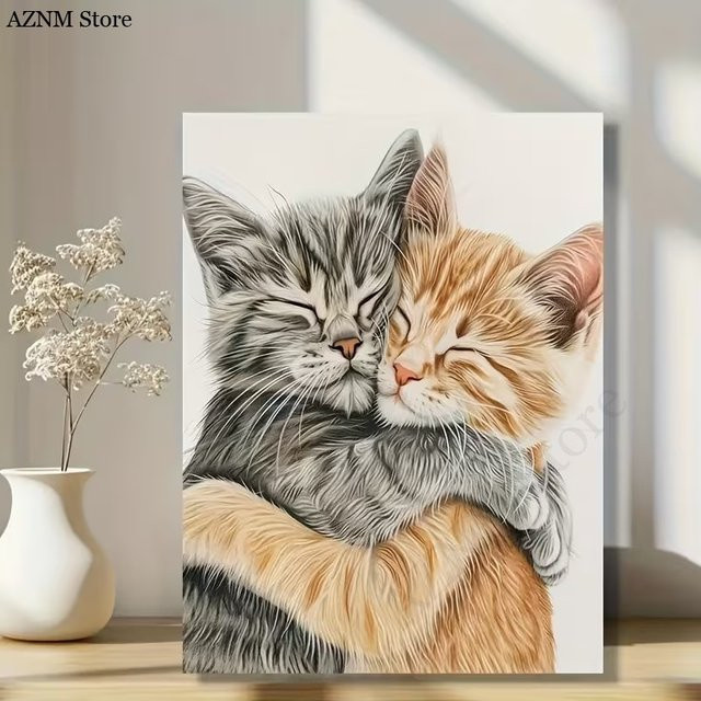 Potdemiel Leinwandgemälde Tabby-Katze in Grau und Orange als Wandkunst für dein Zuhause - Bild 1